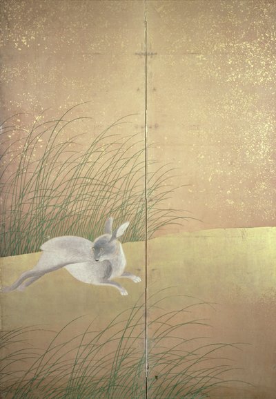 Hares and Autumn Grasses by Japanese School